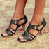 Sandales d'été confortables en cuir à talons hauts pour femmes