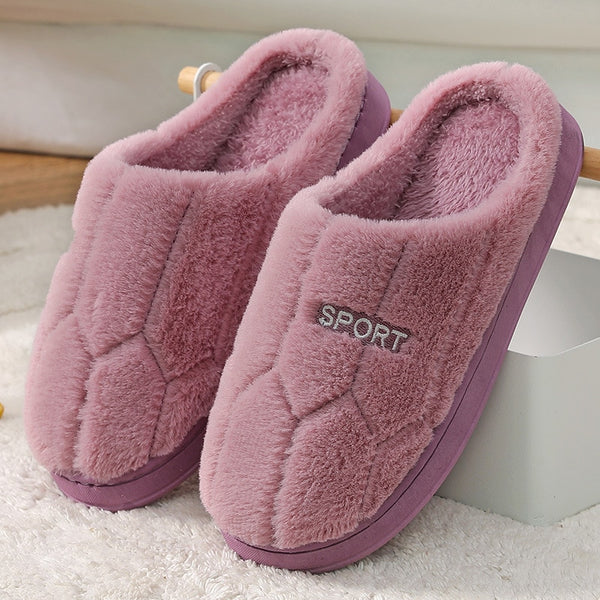 Pantoufles confortables d'hiver en coton doux et en peluche violet