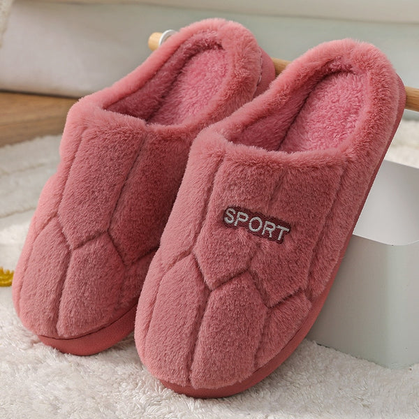 Pantoufles confortables d'hiver en coton doux et en peluche rouge