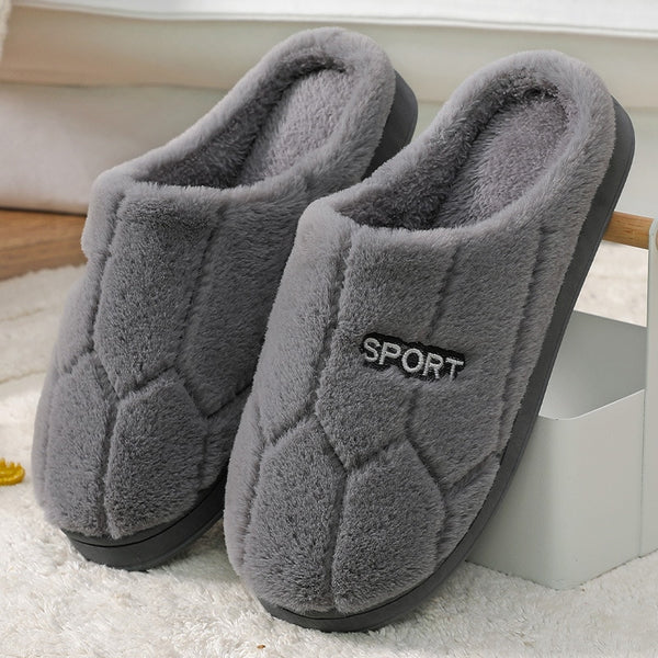 Pantoufles confortables d'hiver en coton doux et en peluche gris